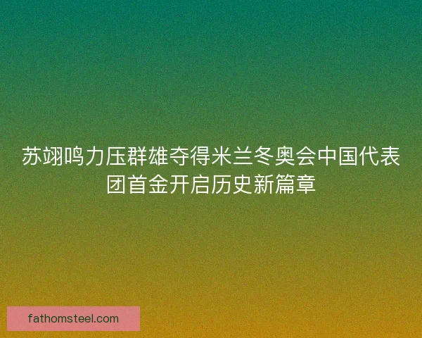 苏翊鸣力压群雄夺得米兰冬奥会中国代表团首金开启历史新篇章